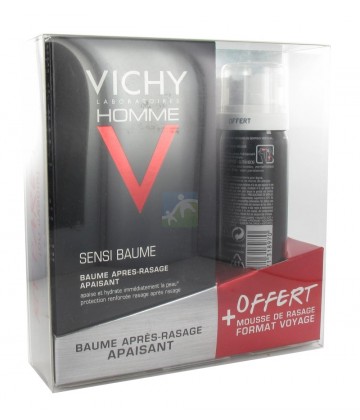 Coffret Vichy Homme Sensi Baume 75 ml + Mousse de Rasage 50 ml OFFERT