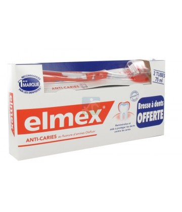 Elmex Dentifrice 2 x 75 ml + Brosse à dents offerte (NSFP)