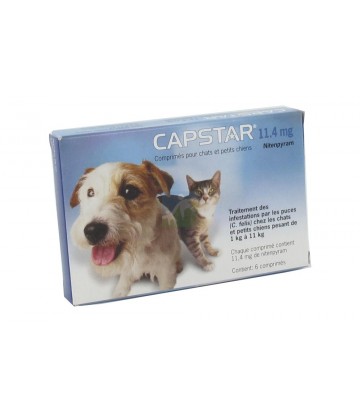 Capstar 11,4 mg Chats et petits chiens (1 à 11 kg) x 6