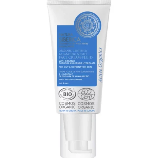 Natura Siberica Teint Mat et Pur Crème Fluide de Nuit Équilibrante Bio 50 ml
