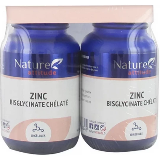 Nature Attitude Zinc Bisglycinate Chélaté Gélules 2 x 60