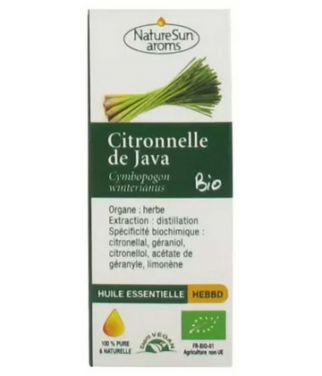 NatureSun Aroms Huile Essentielle Citronnelle de Java (Cymbopogon winterianus) Bio 10 ml