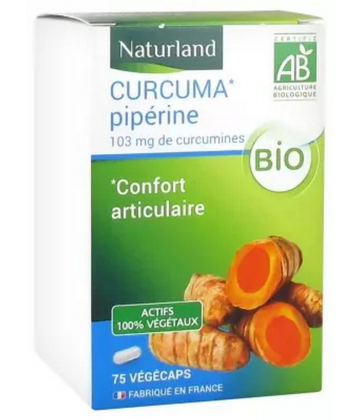 Naturland Curcuma Pipérine Bio Végécaps x 75