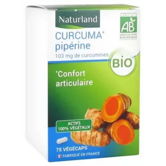 Naturland Curcuma Pipérine Bio Végécaps x 75
