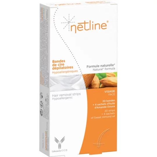 Netline Bandes de Cires Dépilatoires Visage Bandes x 20
