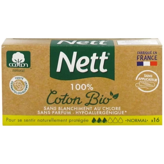 Nett 100% Coton Bio Tampons Normal x 16