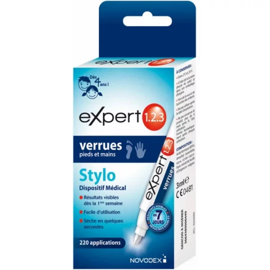 Novodex Expert 1.2.3. Stylo Verrues Pieds et Mains 3 ml