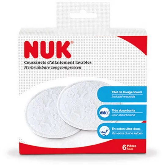 NUK Coussinets d'Allaitement Lavables Coussinets x 6