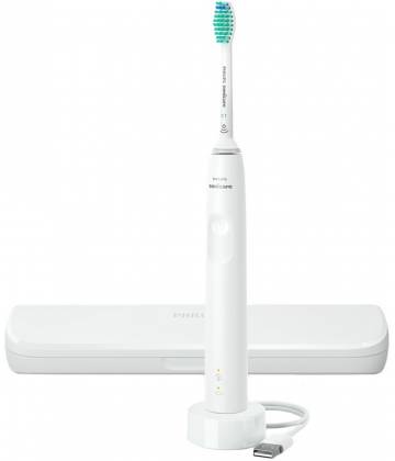 Philips Sonicare 3100 HX3673/13 Brosse à Dents Électrique Blanche + Housse de Voyage