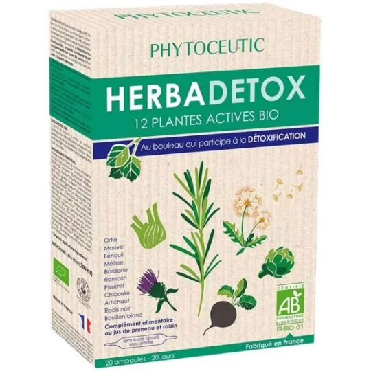 Phytoceutic HerbaDétox 12 Plantes Actives Bio Ampoules x 20