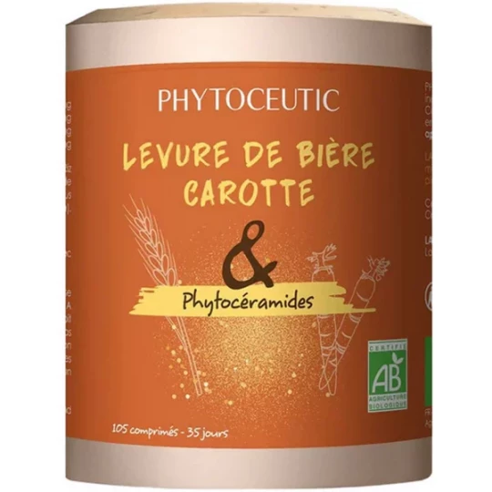 Phytoceutic Levure de Bière Carotte et Phytocéramides Bio Comprimés x 105