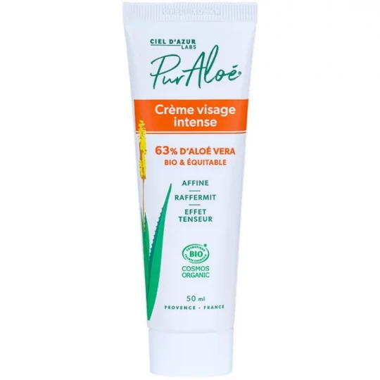 Pur Aloé Crème Visage Intense à l'Aloe Vera 63% Bio 50 ml