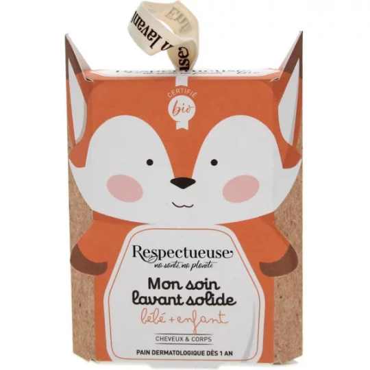 Respectueuse Mon Soin Lavant Solide Bébé + Enfant Bio 75 g
