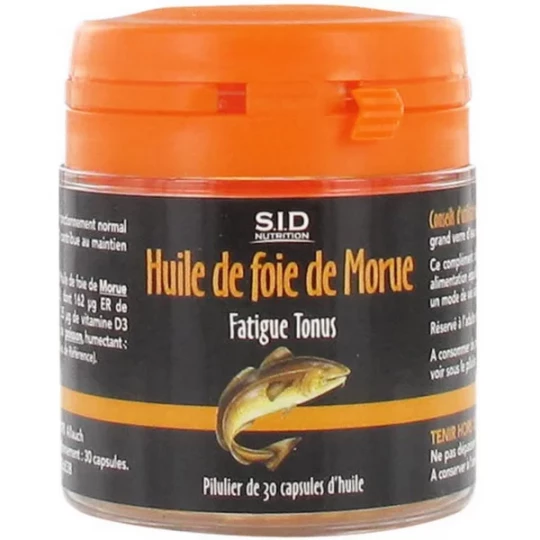 S.I.D Nutrition Fatigue Tonus Huile de Foie de Morue Capsules x 30