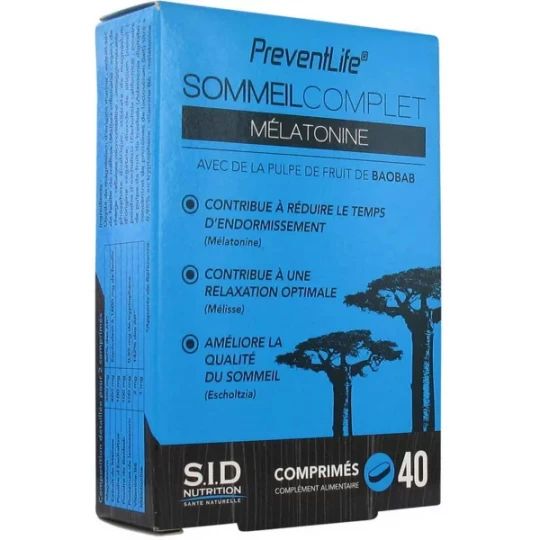 S.I.D Nutrition PreventLife SommeilComplet Mélatonine Comprimés x 40