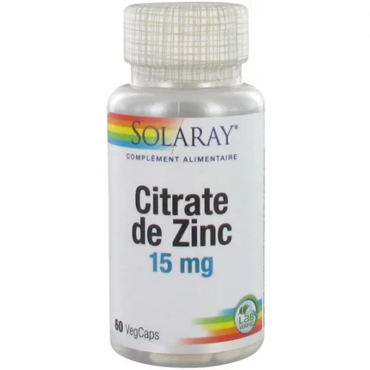 Solaray Citrate de Zinc Capsules Végétales x 60