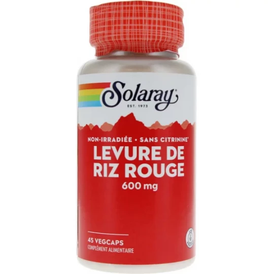 Solaray Levure de Riz Rouge 600 mg Capsules Végétales x 45