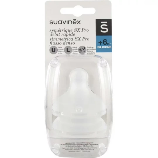 Suavinex Tétines Symétriques SX Pro Débit Rapide 6 Mois et + x 2
