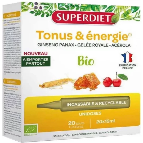 Superdiet Ginseng Gelée Royale Acérola Bio Unidoses x 20
