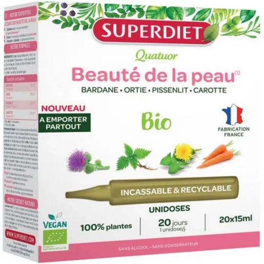 Superdiet Quatuor Beauté de la Peau Bio Unidoses x 20