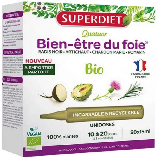 Superdiet Quatuor Bien-Être du Foie Bio Unidoses x 20