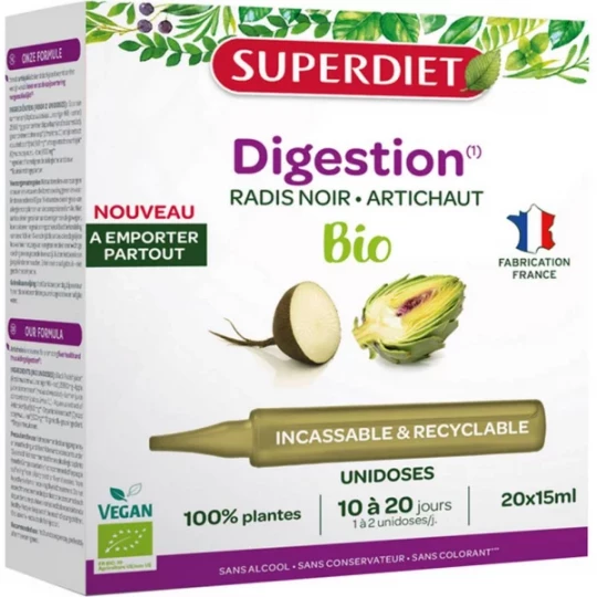 Superdiet Radis Noir Artichaut Bio Unidoses x 20