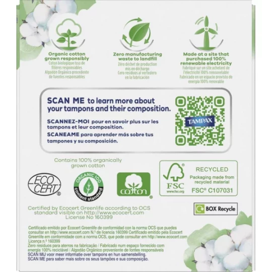 Tampax Compak Cotton Régulier 100% Coton Bio Tampons x 14 - image 4