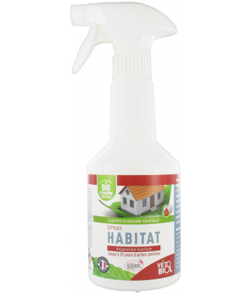 Vétobiol Spray Habitat Antiparasitaire Insecticide Bio 500 ml
