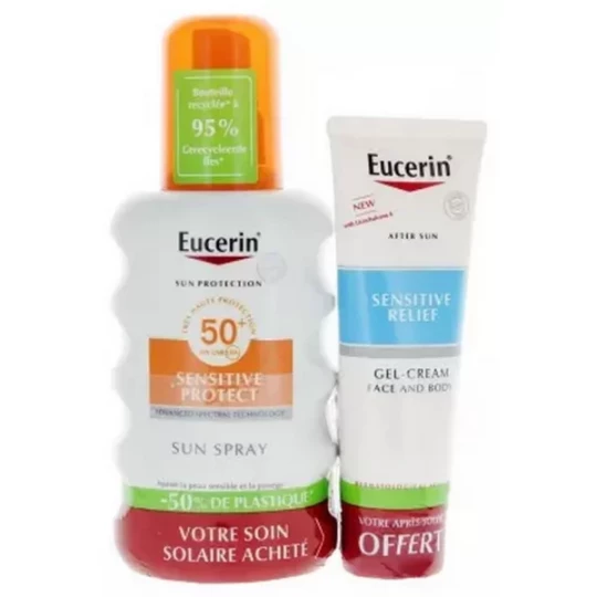 Eucerin Sun Sensitive Protect Spray SPF50 200 ml + After Sun Sensitive Relief 50 ml offert