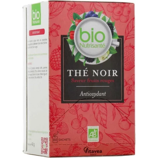 Nutrisanté Thé Noir Bio Antioxydant Saveur Fruits Rouges Sachets x 20