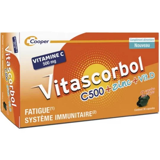 Vitascorbol C 500 + Zinc + Vitamine D Capsules x 30