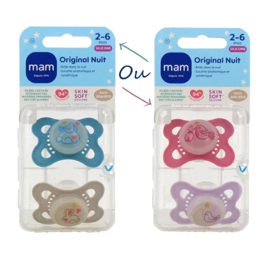 MAM Sucette "Nuit" 0-6+ mois Silicone n°11 x 2