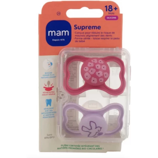 MAM Sucette Supreme 18+ Mois Silicone x 2