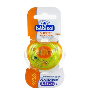Bébisol Sucette B Physiologique Caoutchouc +6 Mois