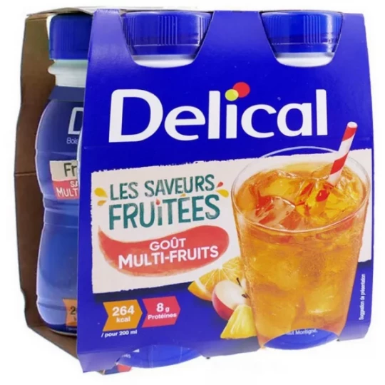 Delical Boisson Fruitée Saveur Multi-Fruits 4 x 200 ml