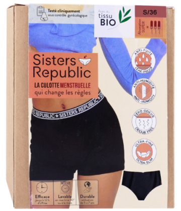 Sisters Republic Culotte Menstruelle Boxer Ginger Noir