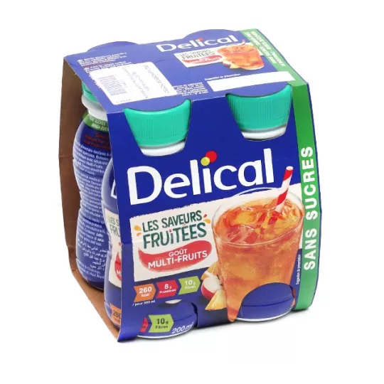 Delical Les Saveurs Fruitées Boisson Sans Sucres 4 x 200 ml