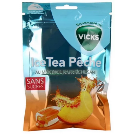 Vicks IceTea Peach Bonbons Sans Sucre 72 g