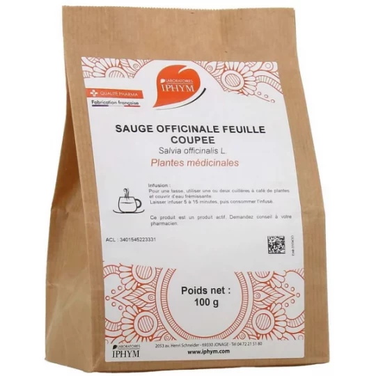 Iphym Sauge Officinale Feuille Coupée 100 g