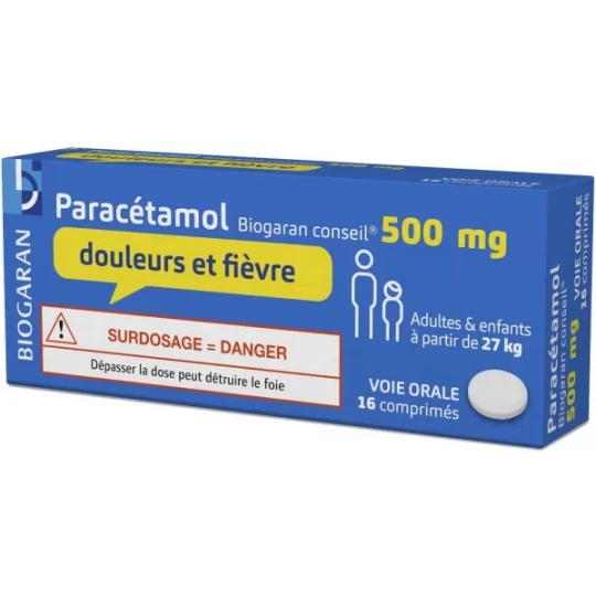 Paracétamol Biogaran Conseil 500 mg Comprimés x 16