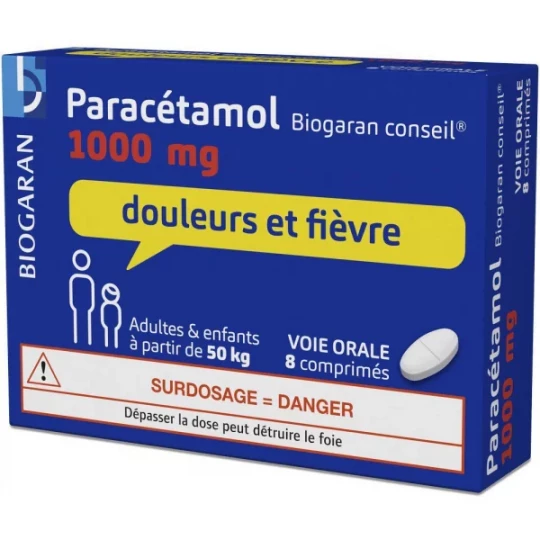 Paracétamol Biogaran Conseil 1000 mg Comprimés x 8