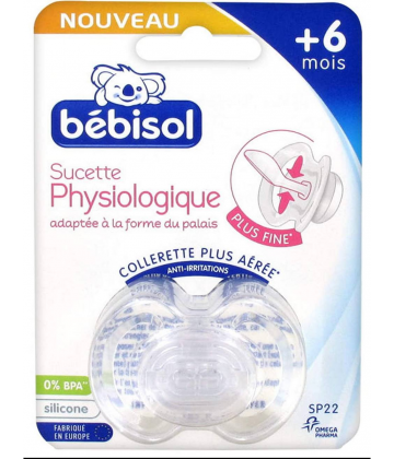 Bébisol Sucette G Physiologique Silicone Transparente +6 Mois