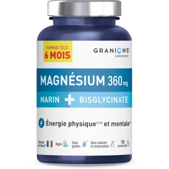 Granions Magnésium Marin + Bisglycinate 360 mg Comprimés x 180