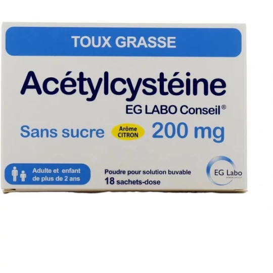 Acétylcystéïne EG 200 mg Sans Sucre Sachets x 18