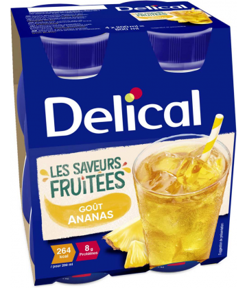 Delical Les Saveurs Fruitées Boisson Goût Ananas 4 x 200 ml