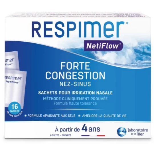 Respimer Netiflow Forte Congestion Nez Sinus Sachets Pour Irrigation Nasale x 16