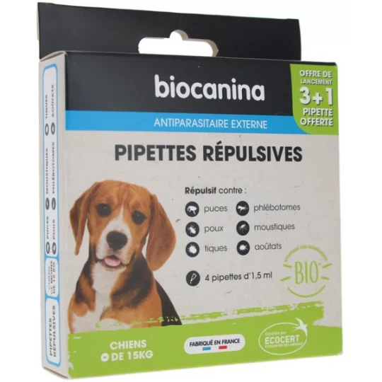 Biocanina Pipettes Répulsives Chiens de Moins de 15 kg x 4