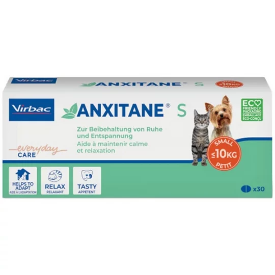 Virbac Anxitane S Chiens Moins de 10 kg et Chats Comprimés x 30
