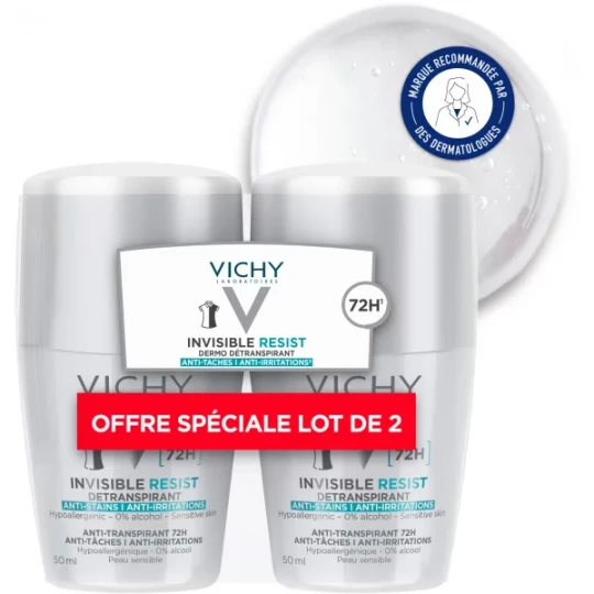 Vichy Deo Invisible Resist Roll'on Détranspirant 72h 50 ml x 2