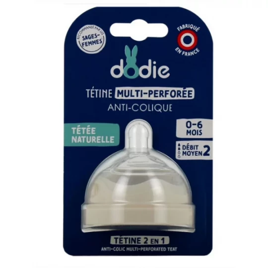 Dodie Tétine Multi-Perforée Anti-Colique Débit Moyen 0-6 Mois